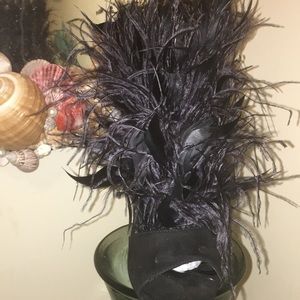Black feathered heels